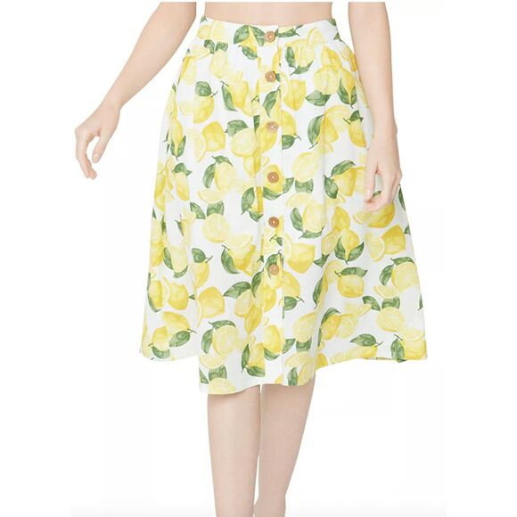 BCBGeneration Lemon Print Midi Skirt - Picture 1 of 6